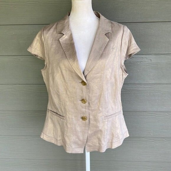 Donna Karan “Urban Safari” Linen Top - NWT! - Picture 1 of 12
